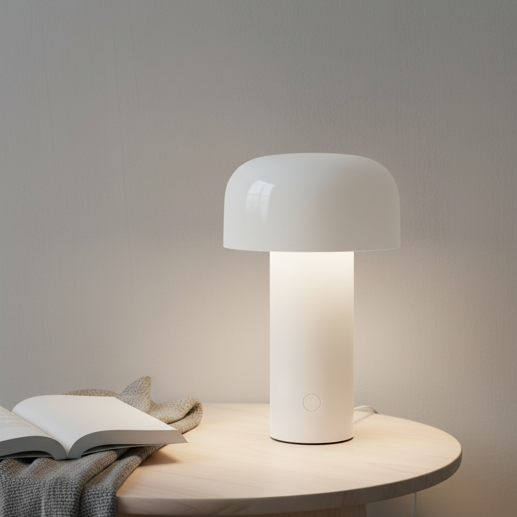 Sleek Mushroom Shaped Cordless Touch Control Table Lamp