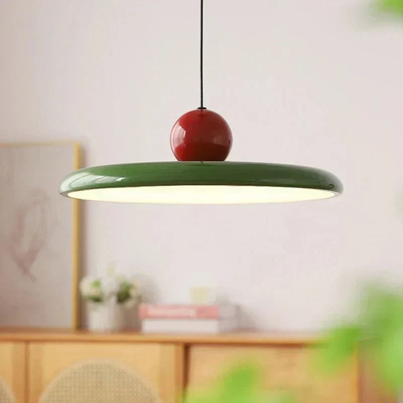 Bauhaus Dish Shaped Glass Metal Pendant Light