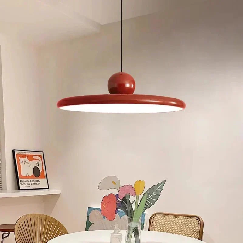 Bauhaus Dish Shaped Glass Metal Pendant Light