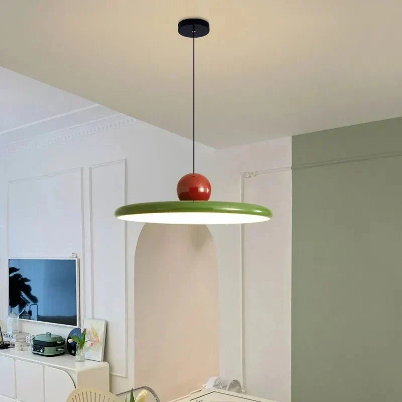 Bauhaus Dish Shaped Glass Metal Pendant Light