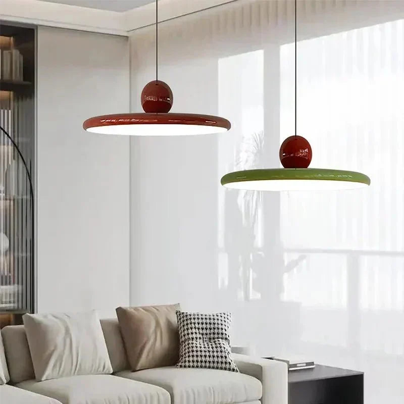 Bauhaus Dish Shaped Glass Metal Pendant Light