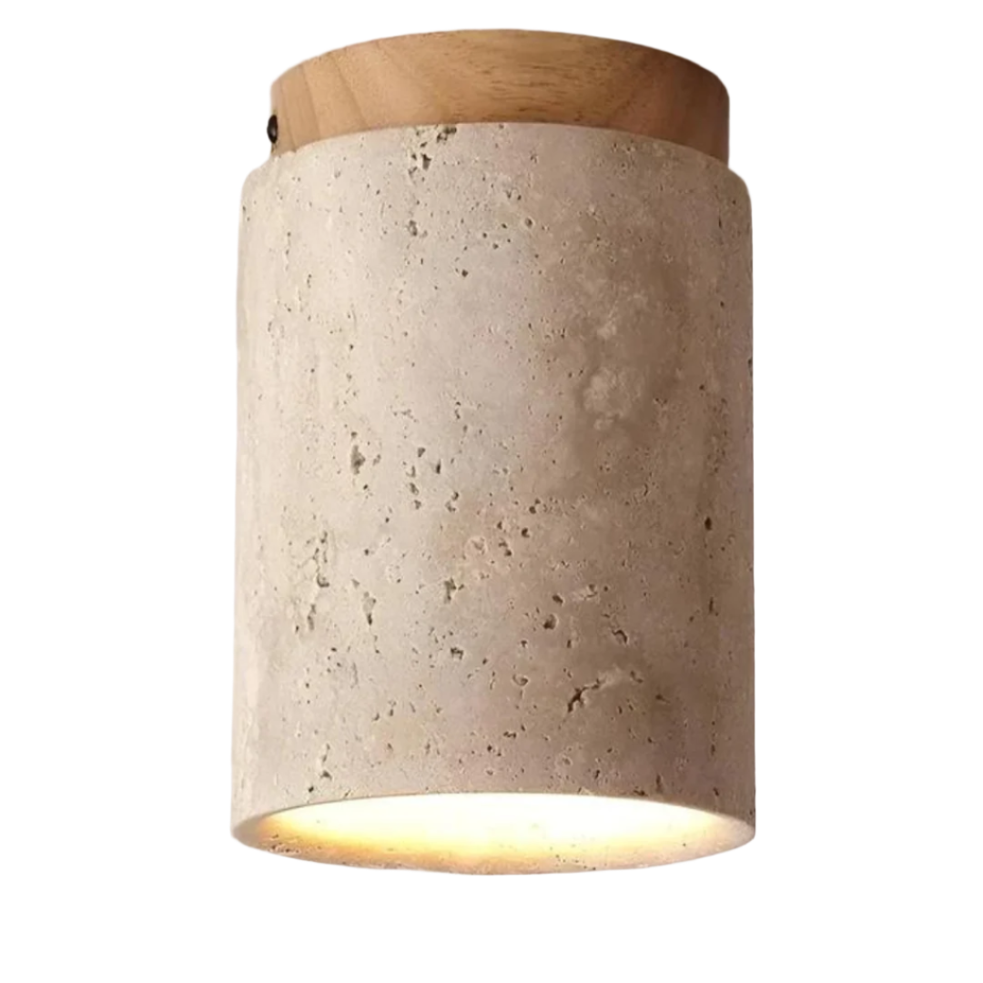 Round Wabi Sabi Travertine Flush Mounted Ceiling Light