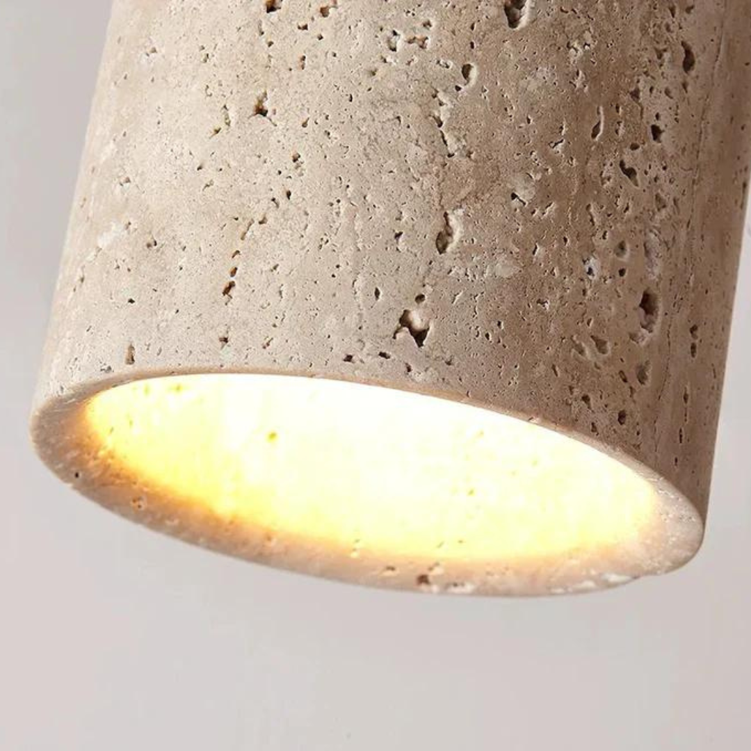 Round Wabi Sabi Travertine Flush Mounted Ceiling Light