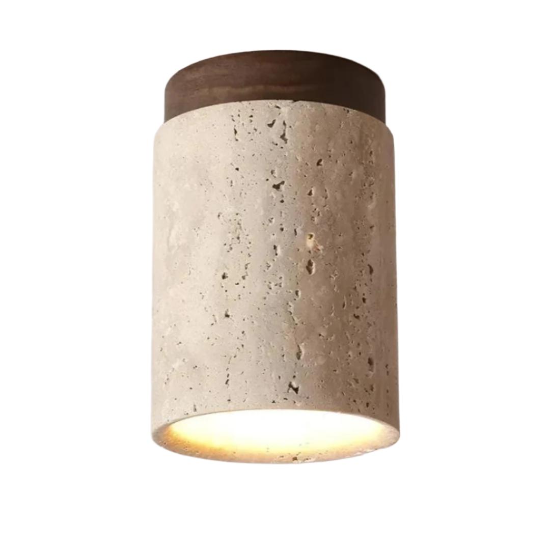 Round Wabi Sabi Travertine Flush Mounted Ceiling Light