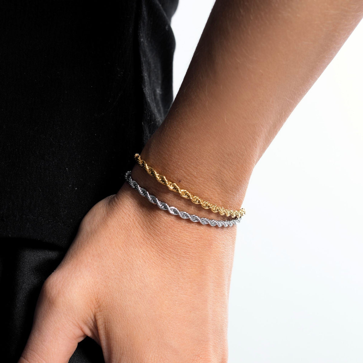 Twisted Link Gold Pvd Coated Silver Chain Bracelet