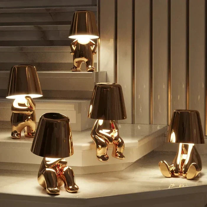 Sculptural Aluminum Resin Dimmable Rechargeable Cordless Ambient Table Lamp