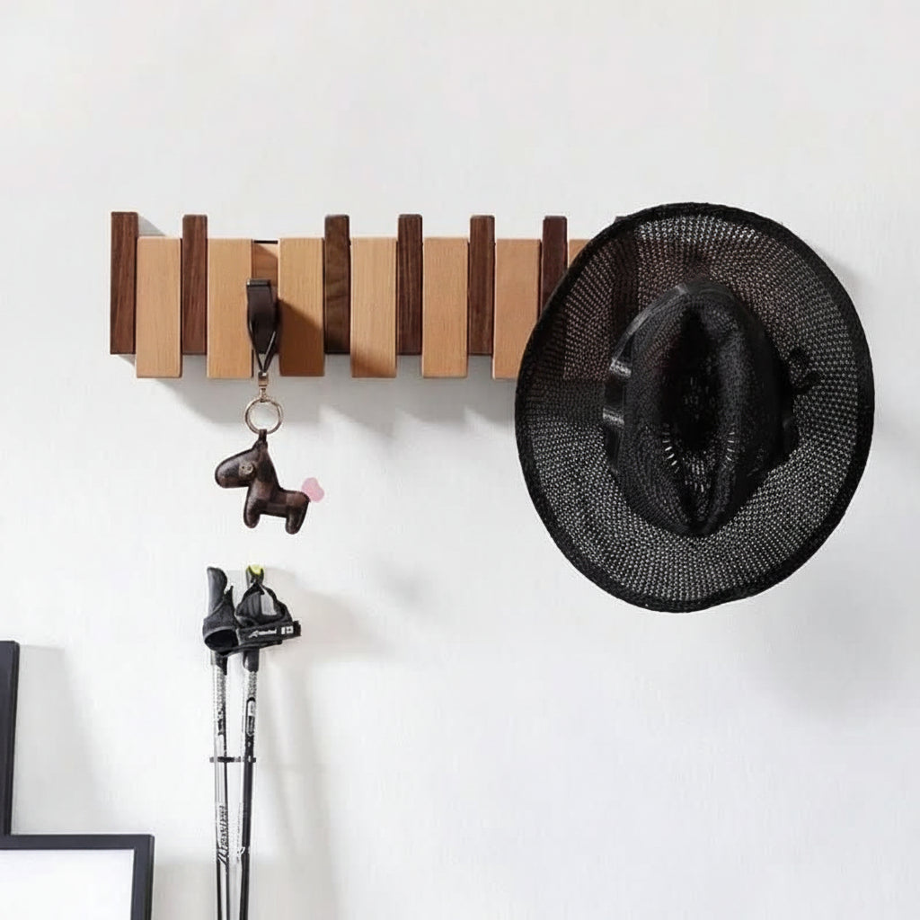 Foldable Wooden Wall Mounted Coat Hook Rack