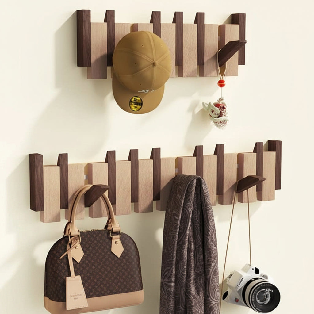 Foldable Wooden Wall Mounted Coat Hook Rack