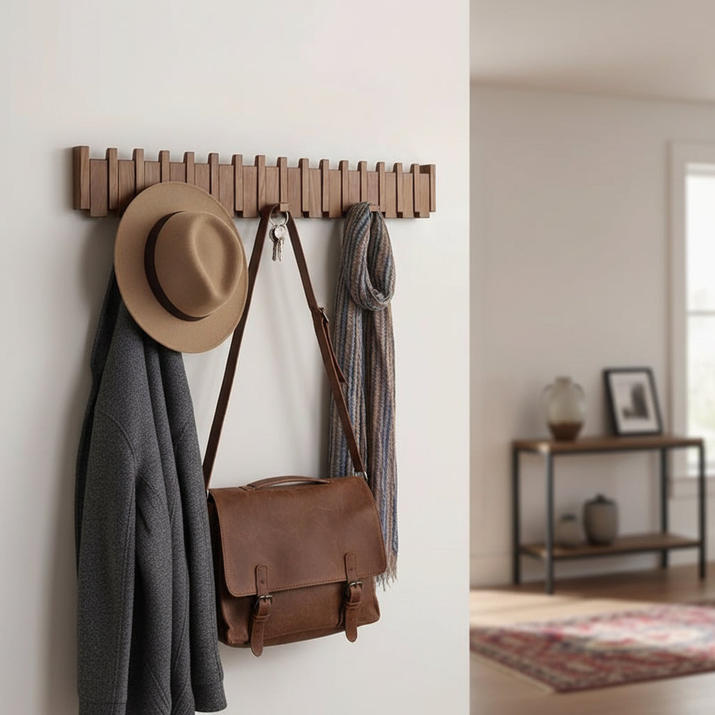 Foldable Wooden Wall Mounted Coat Hook Rack