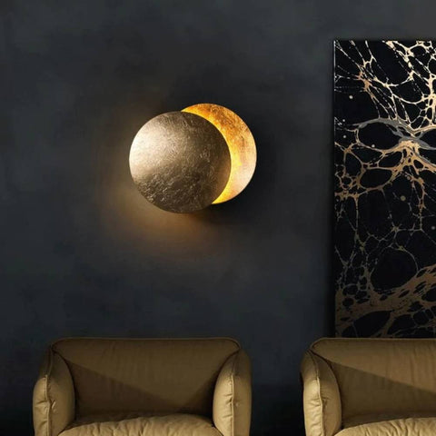 Minimalist Round Moon Eclipse Glow Wall Light