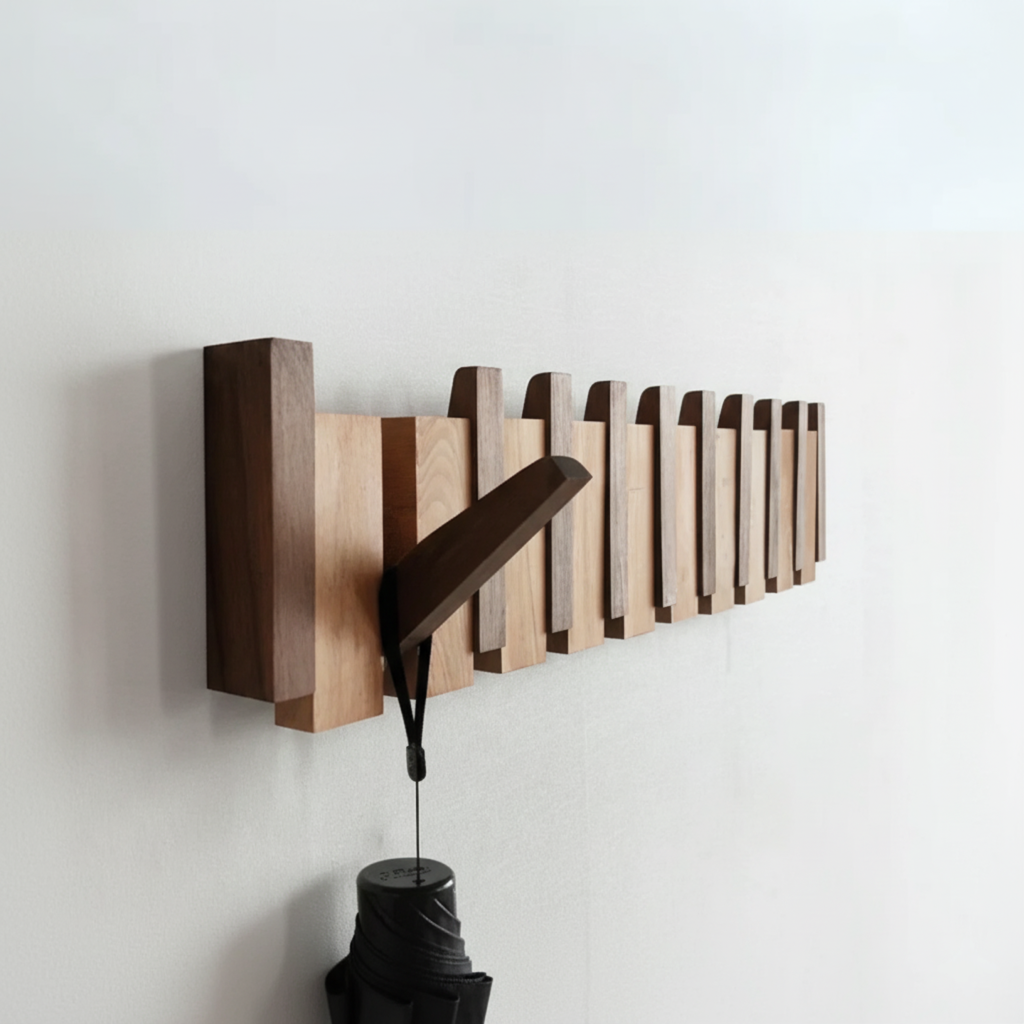 Piano Inspired Modern Wooden Wall Mounted Coat Rack