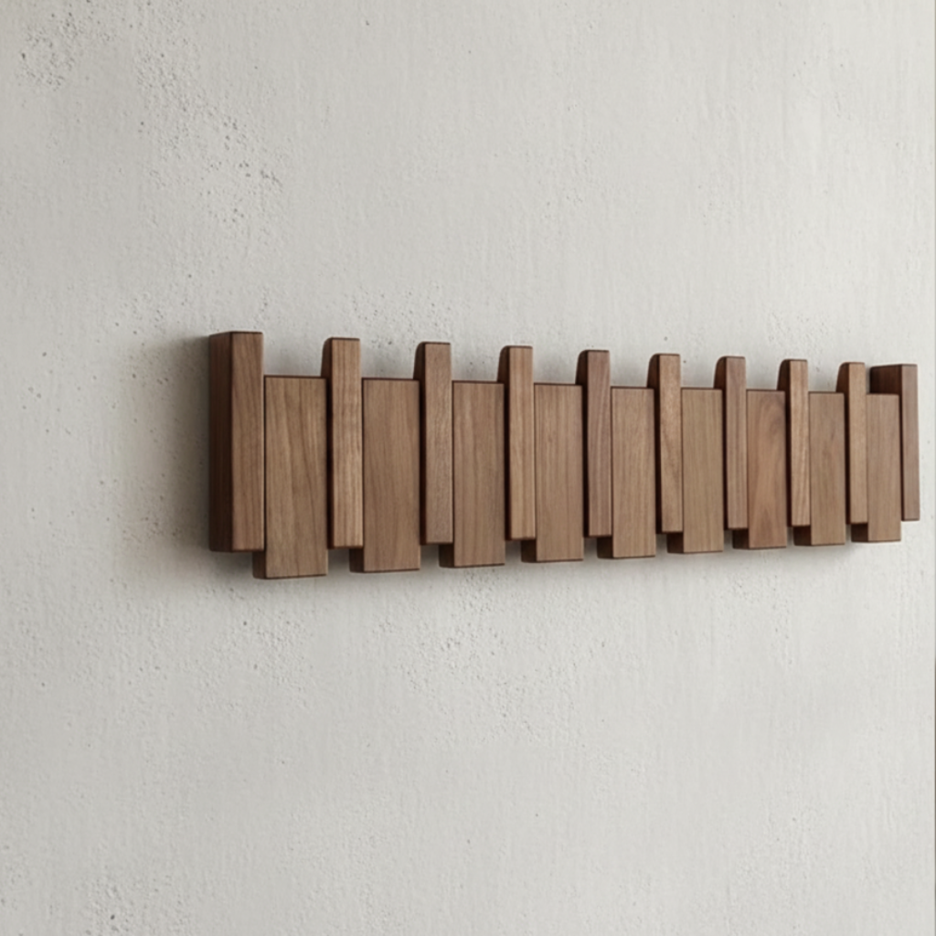 Piano Inspired Modern Wooden Wall Mounted Coat Rack