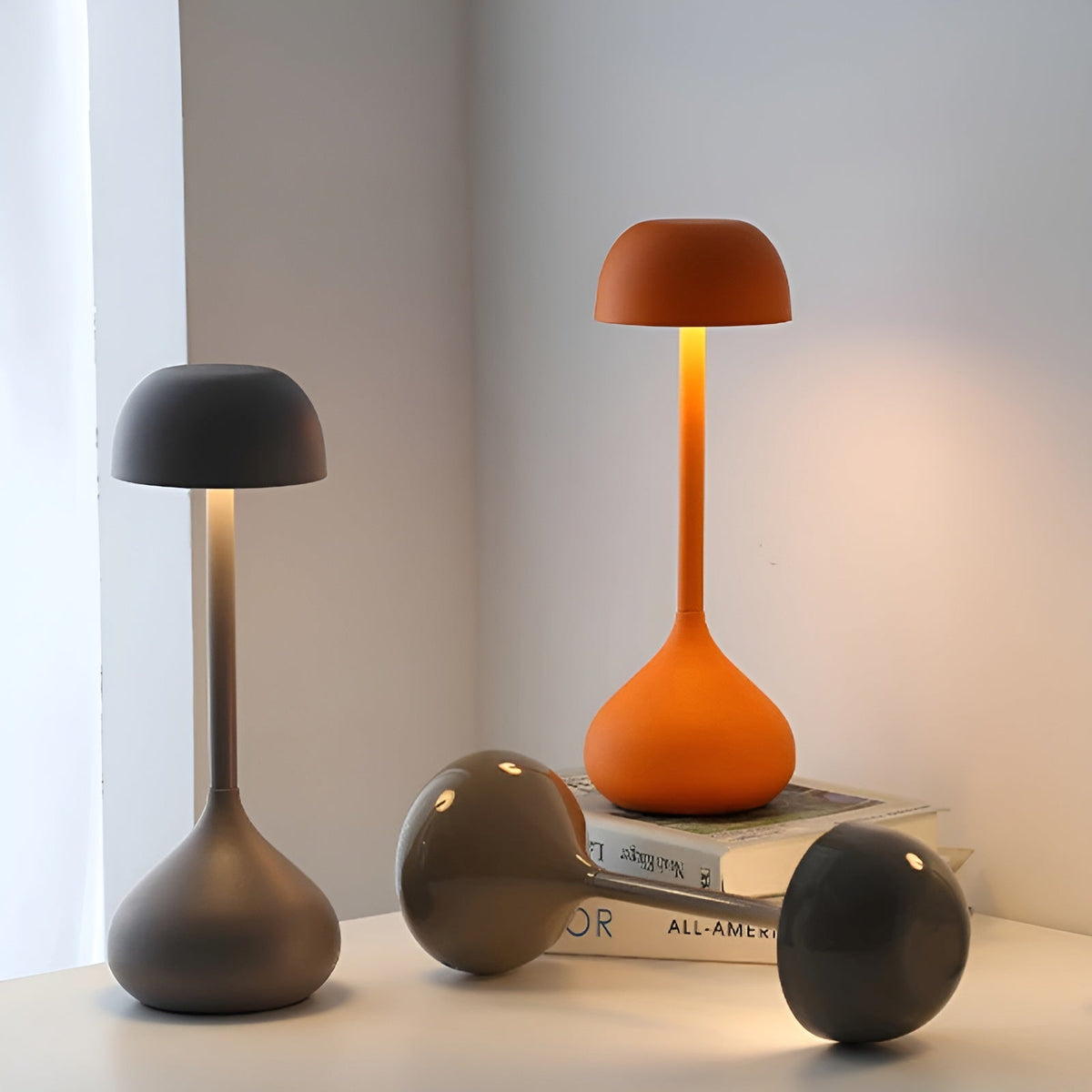 Sculptural Mushroom Dome Aluminium Rechargeable Dimmable Table Lamp