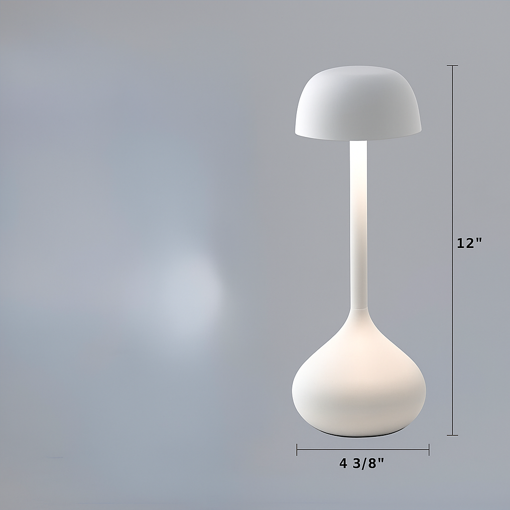 Sculptural Mushroom Dome Aluminium Rechargeable Dimmable Table Lamp