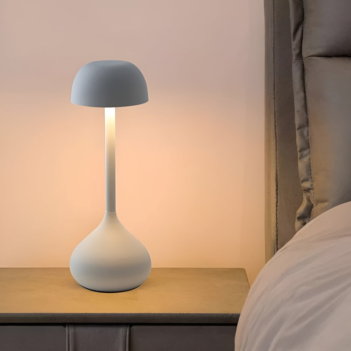 Sculptural Mushroom Dome Aluminium Rechargeable Dimmable Table Lamp