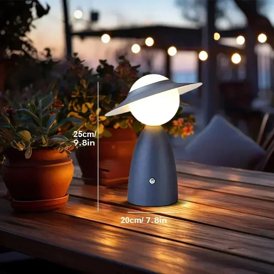 Playful Hat Silhouette Metal Touch Dimmable Wireless Table Lamp