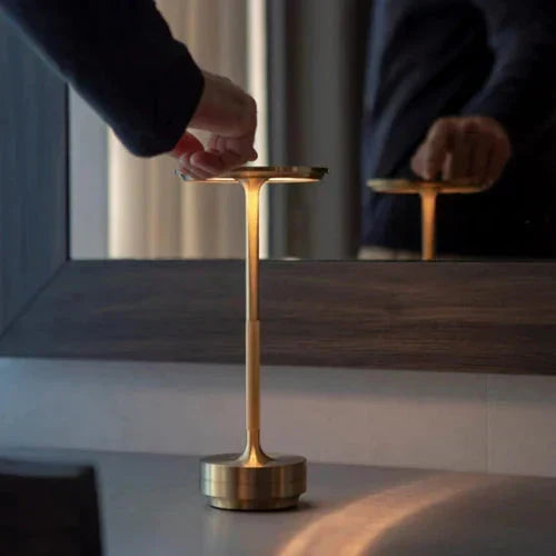 Sleek Cordless Metal Dimmable Rechargeable Portable Table Lamp