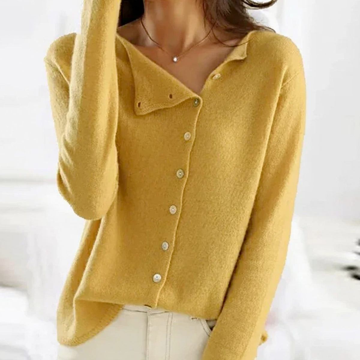 Women's Asymmetric-Button Soft-Knit Cardigan