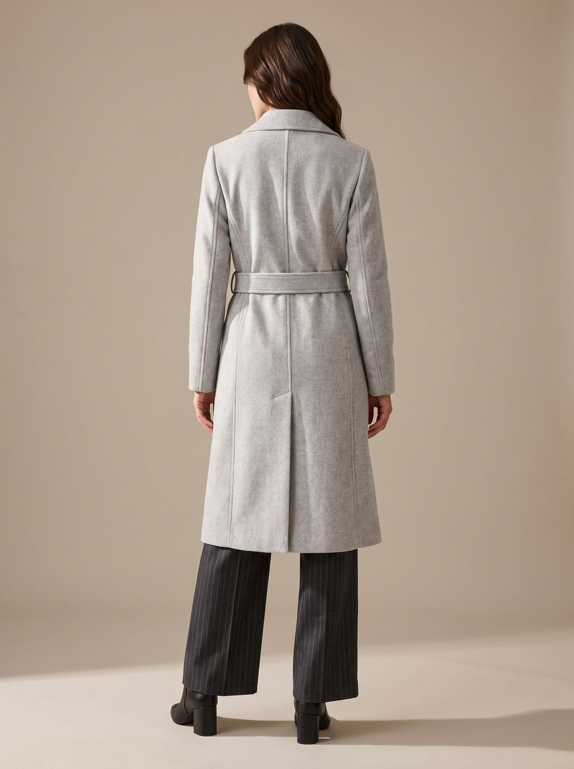 Lily | Women's Belted Wool Long Winter Coat Wide Structured Collar
