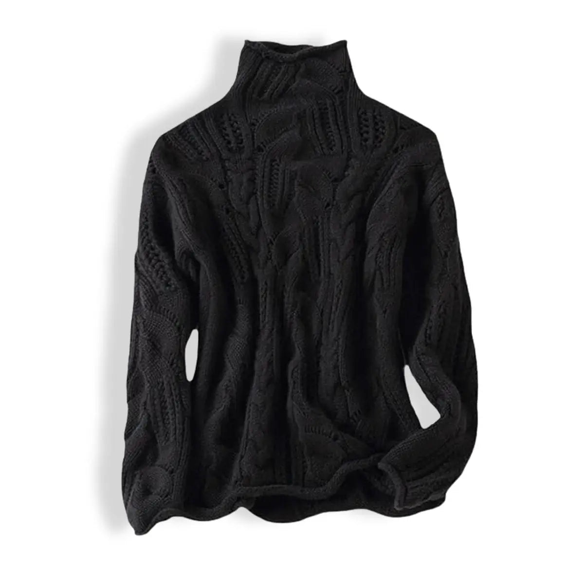 Women's Cable Knit Sweater Turtleneck Loose Fit Jumper