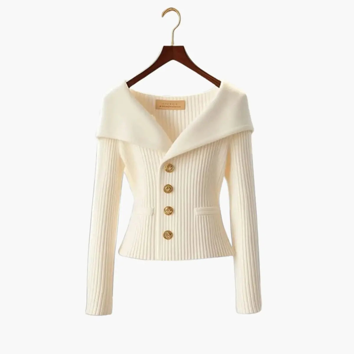 Womens Cardigan Ribbed Knit Off-Shoulder Button-Up Jumper