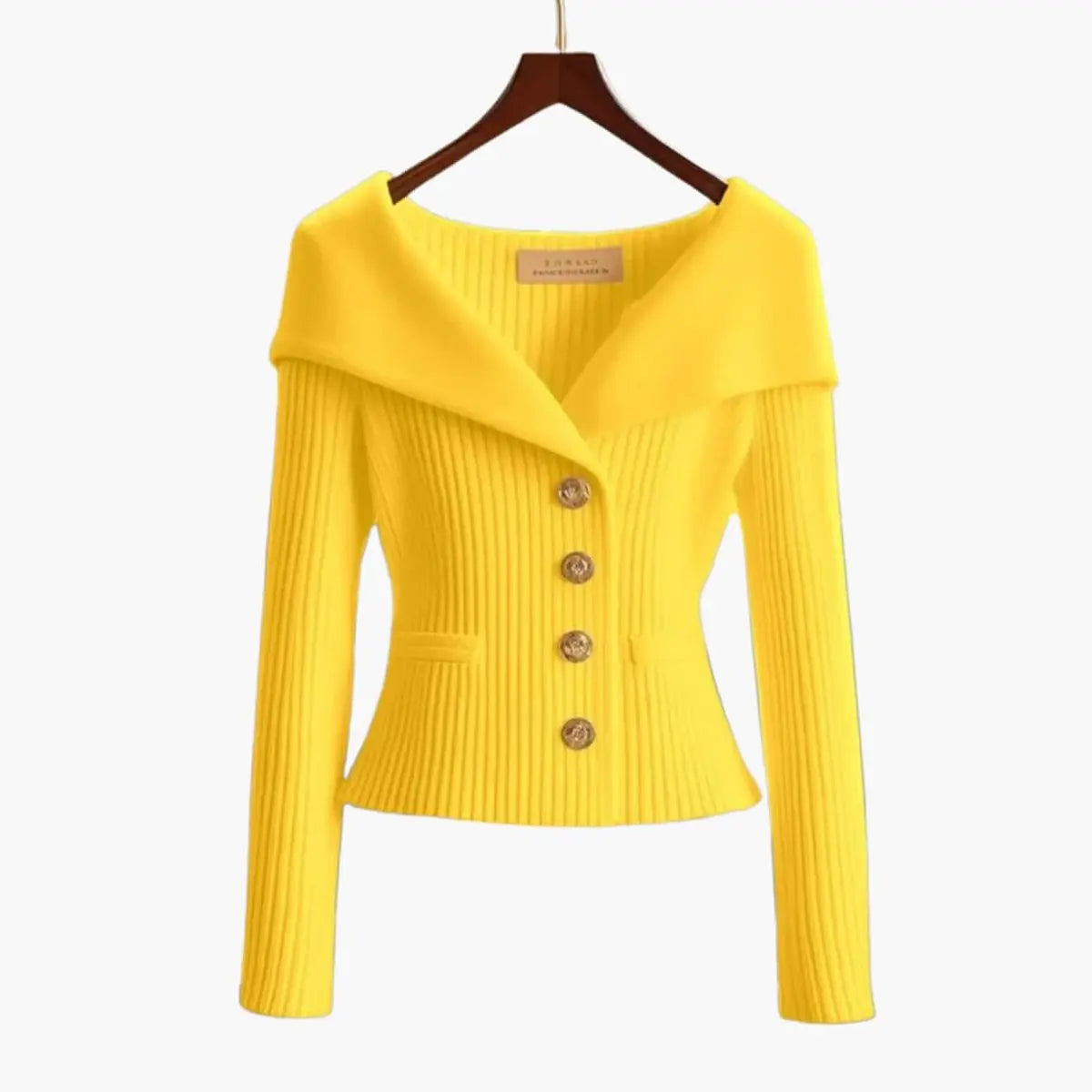 Womens Cardigan Ribbed Knit Off-Shoulder Button-Up Jumper
