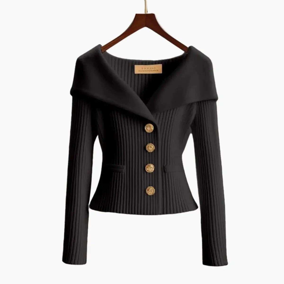 Womens Cardigan Ribbed Knit Off-Shoulder Button-Up Jumper