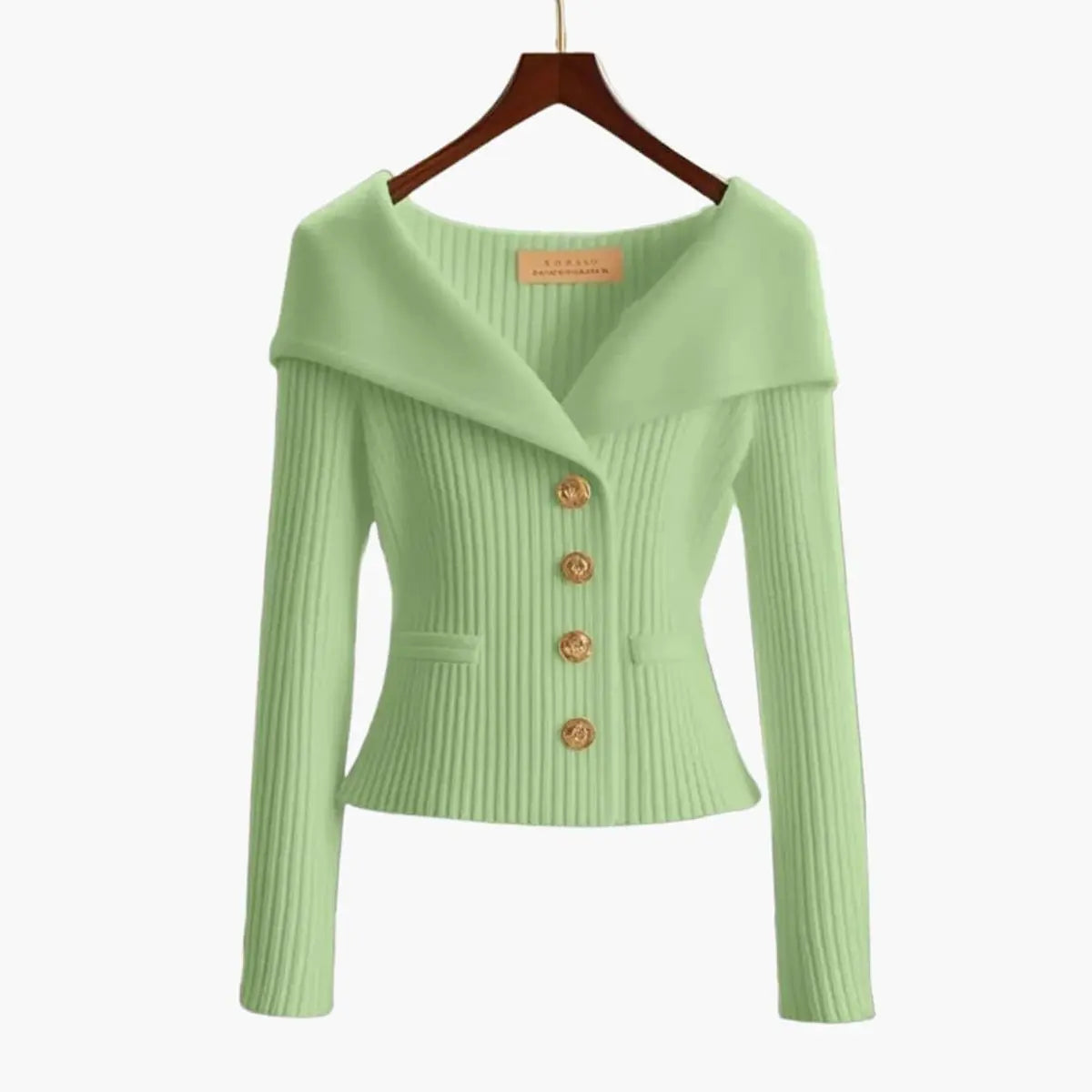 Womens Cardigan Ribbed Knit Off-Shoulder Button-Up Jumper