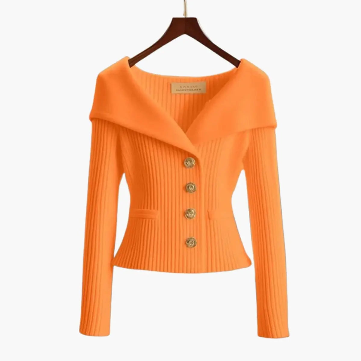 Womens Cardigan Ribbed Knit Off-Shoulder Button-Up Jumper