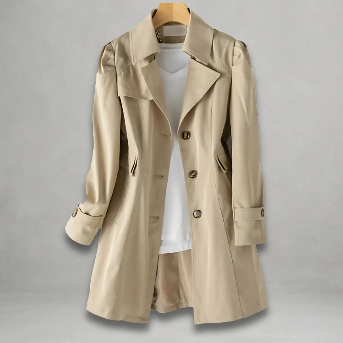 Women's Classic Single-Breasted Trench Coat Notch Lapel