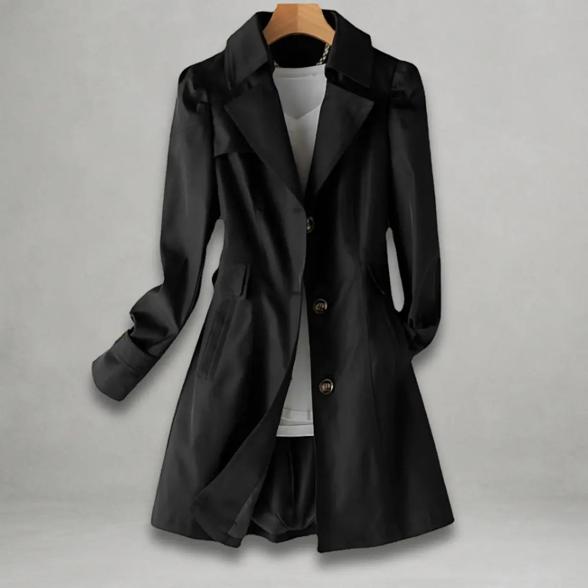 Women's Classic Single-Breasted Trench Coat Notch Lapel