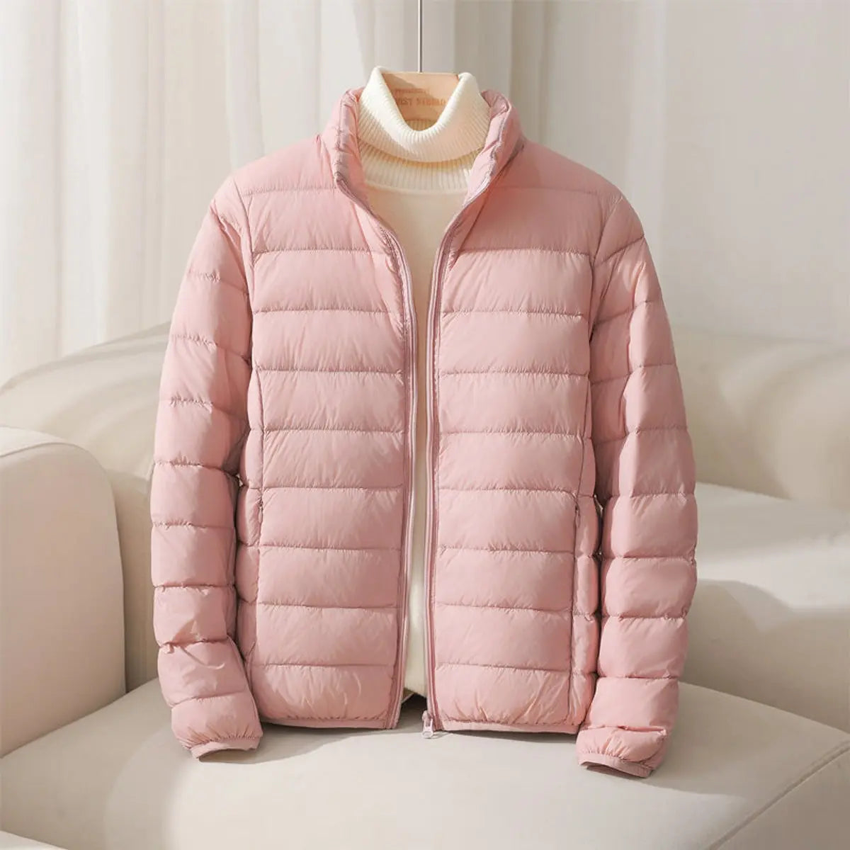 Women's Coat Lightweight Quilted Puffer Jacket Stand Collar