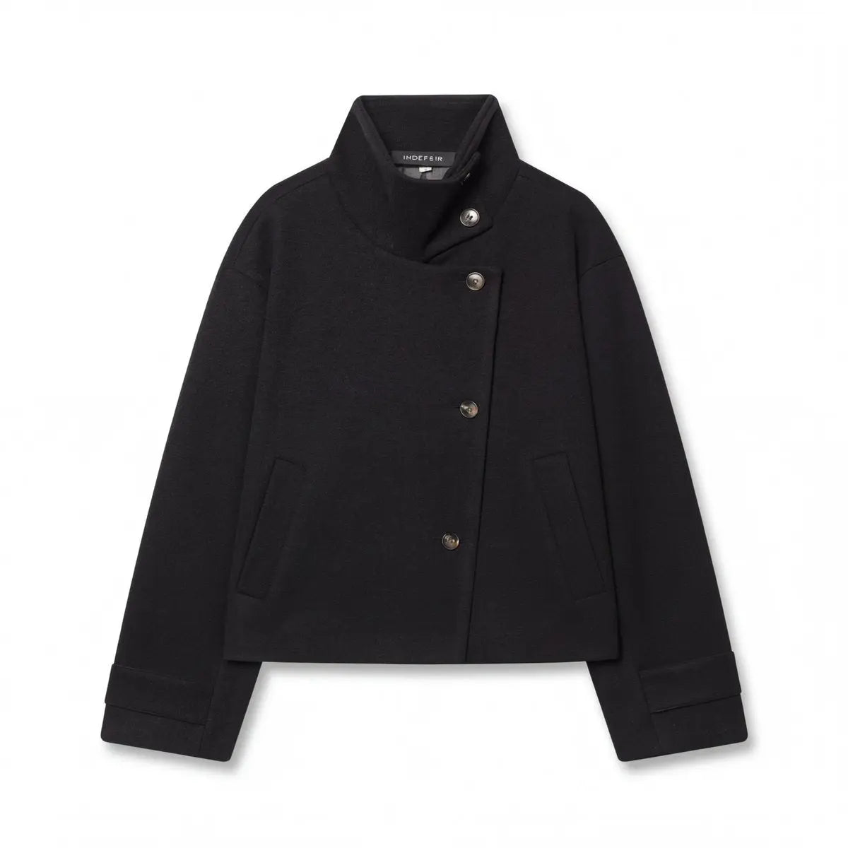 Women's Coat Wool Asymmetric Button Stand Collar Jacket
