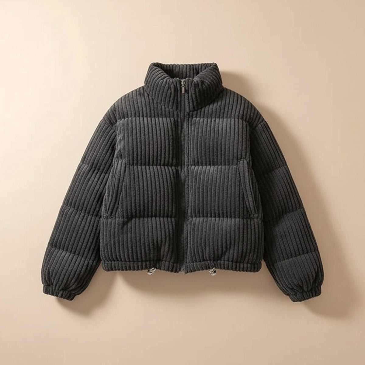 Women's Cropped Corduroy Quilted Puffer Jacket
