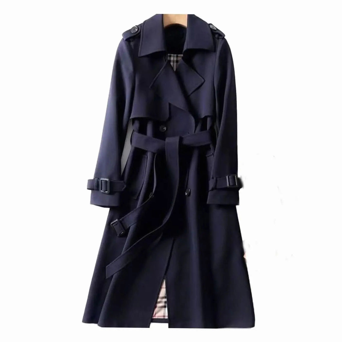 Women's Double-Breasted Belted Long Trench Coat