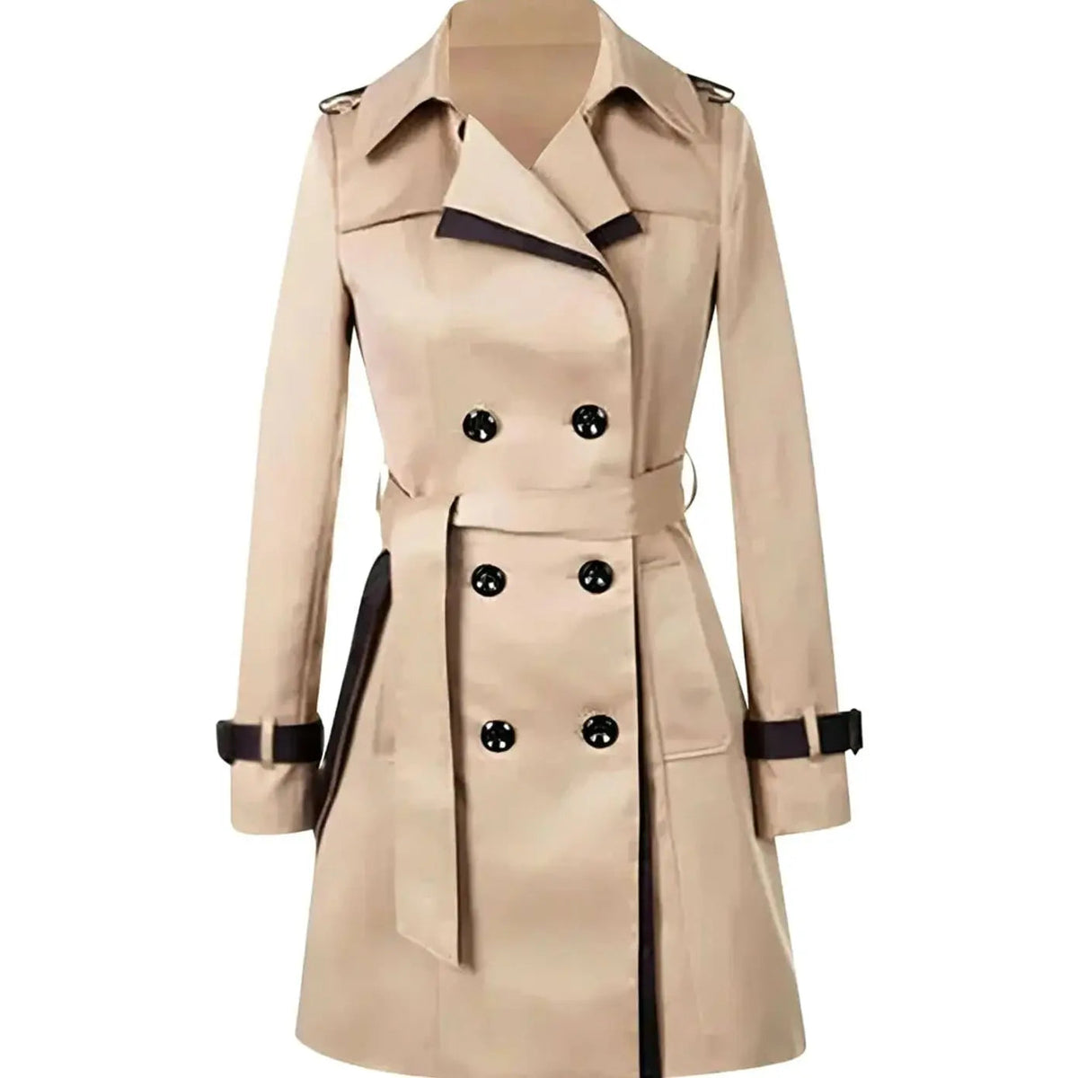 Women's Double-Breasted Belted Winter Coat Trench