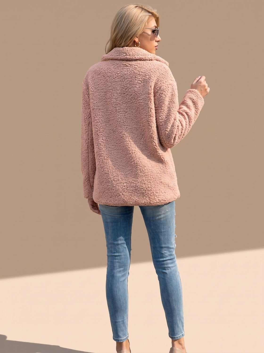 Sienna | Women's Double-Breasted Faux Fur Teddy Coat Notched Lapel
