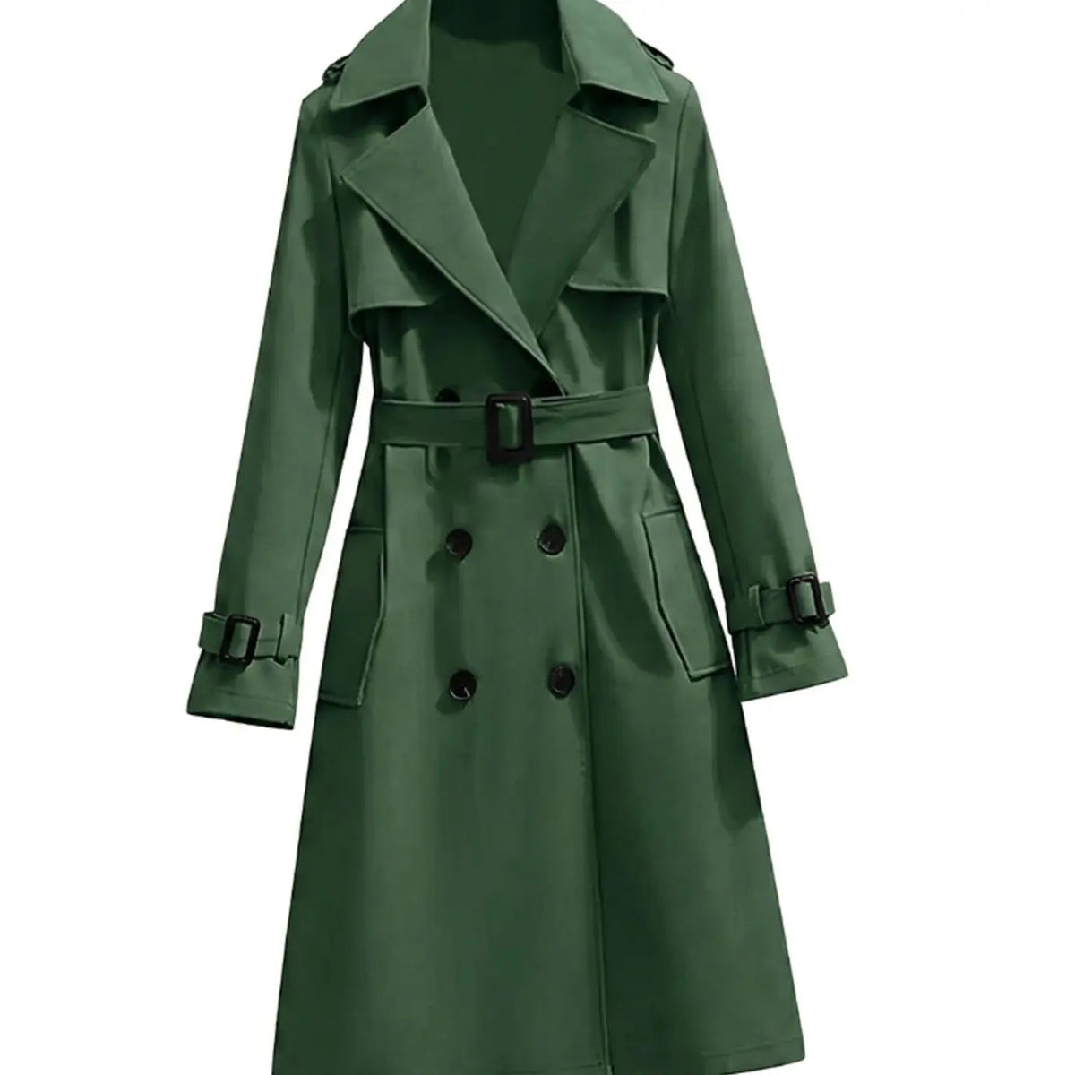 Women's Double-Breasted Longline Belted Winter Coat