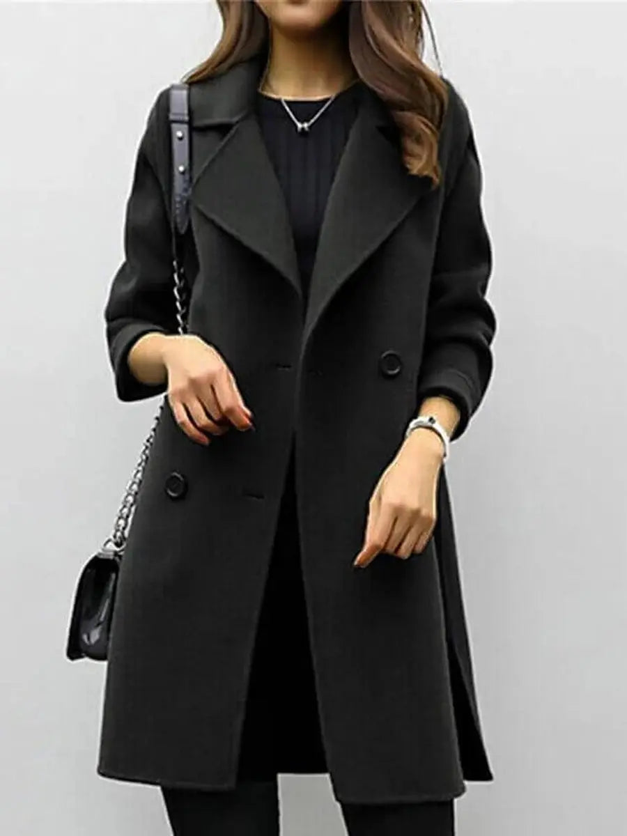 Women's Double-Breasted Longline Wool-Blend Jacket Coat