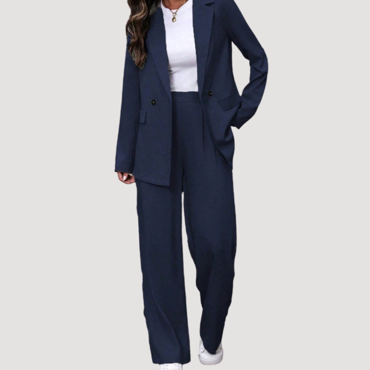 Women's Double-Breasted Wide-Leg Tailored Trouser Suit
