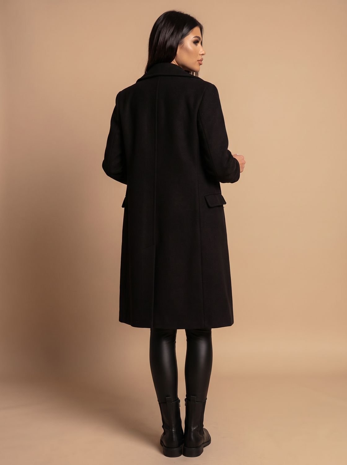 Olivia | Women's Double Breasted Wool Coat Gold Button Notch Lapel