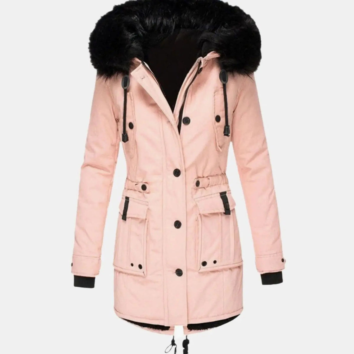 Women's Faux Fur Hooded Fitted Winter Coat
