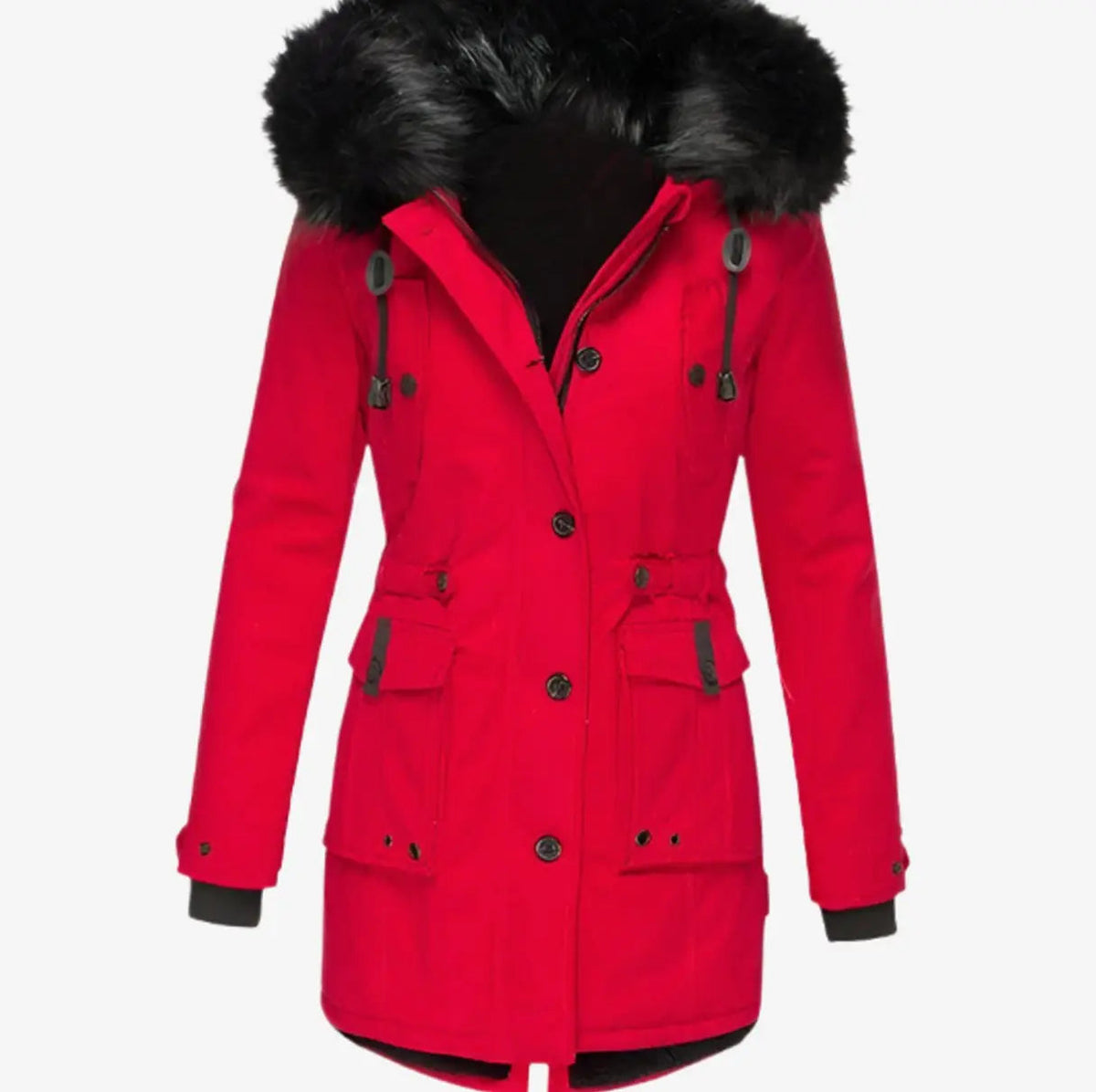 Women's Faux Fur Hooded Fitted Winter Coat