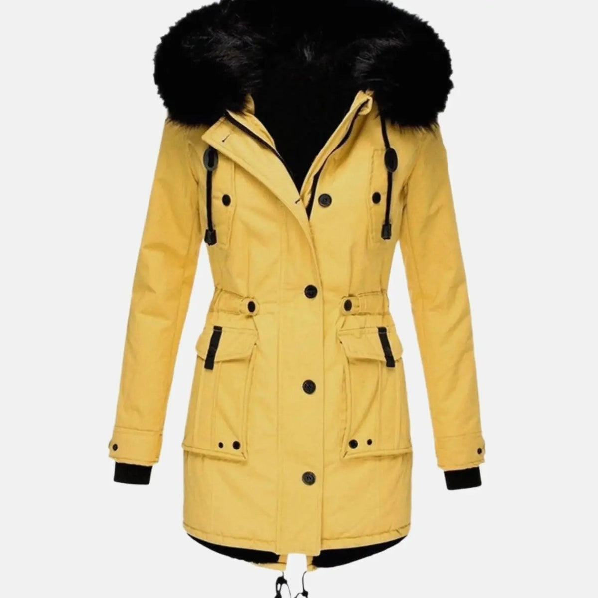 Women's Faux Fur Hooded Fitted Winter Coat