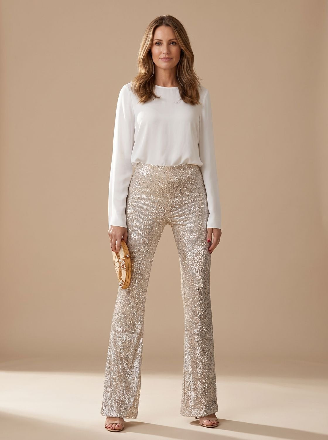 Freya | Women's High-Waist Sequin Flare Trousers Party Occasion