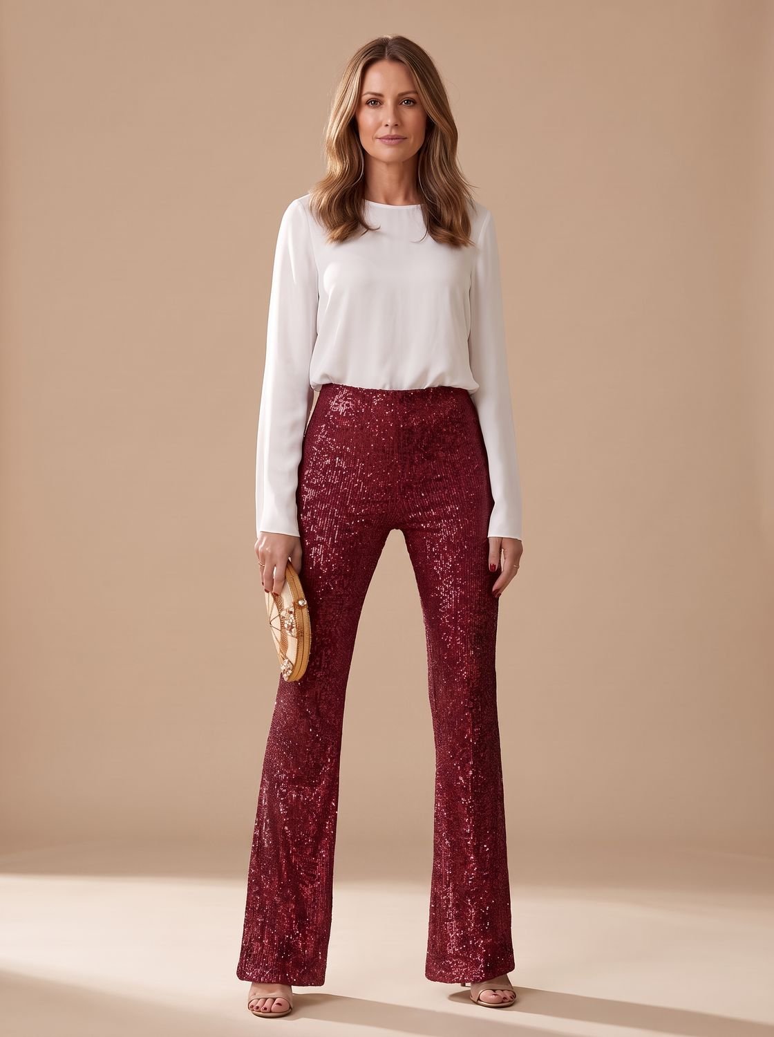 Freya | Women's High-Waist Sequin Flare Trousers Party Occasion