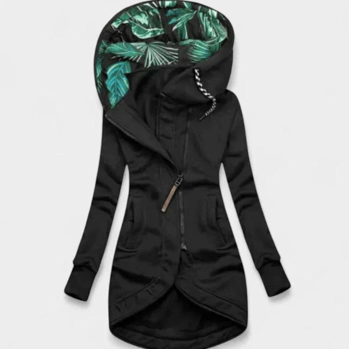 Women's Hooded Zip-Up Longline Comfy Soft Jacket
