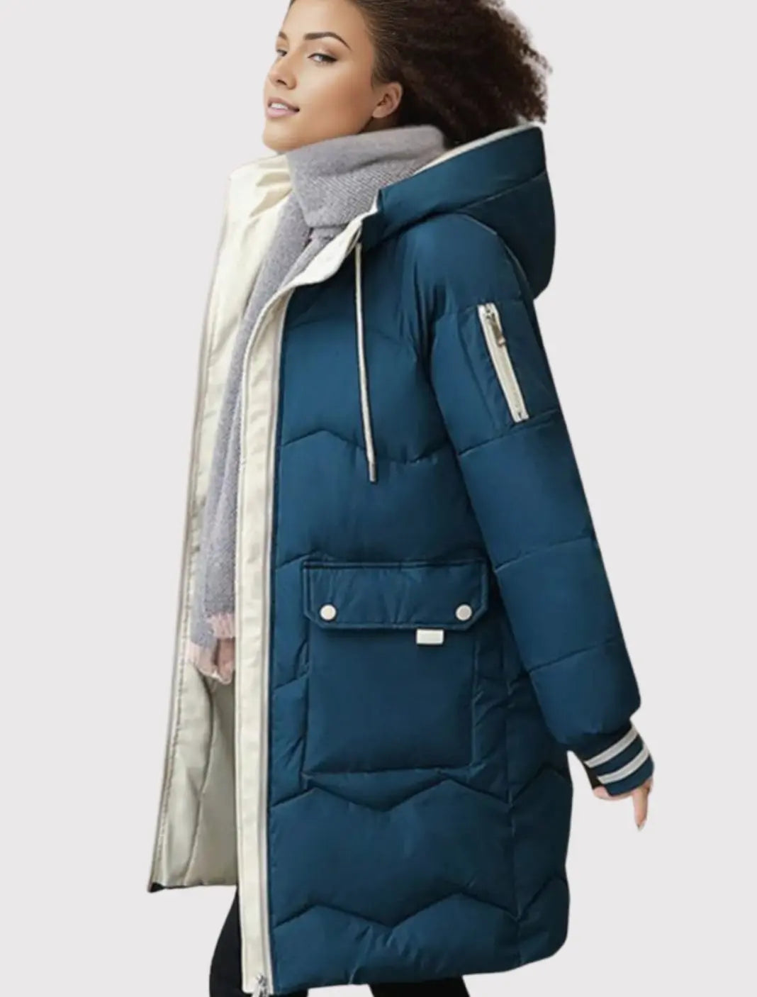 Women's Insulated Hooded Padded Mid-Length Winter Coat