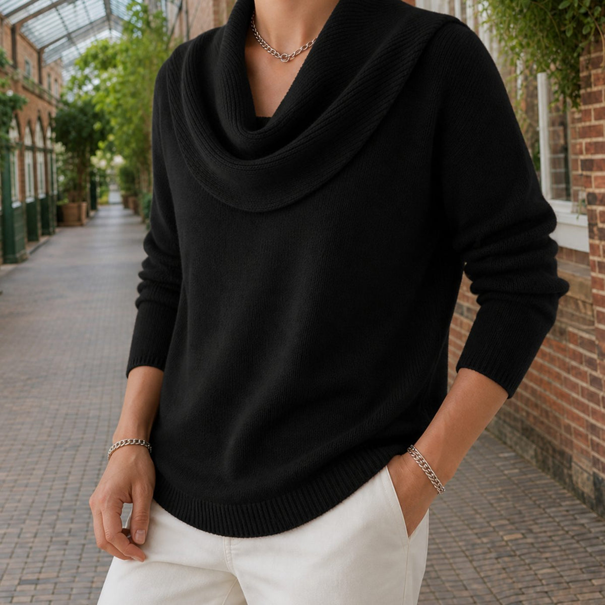 Women's Knitwear Relaxed Cowl Neck Dropped-Shoulder Jumper