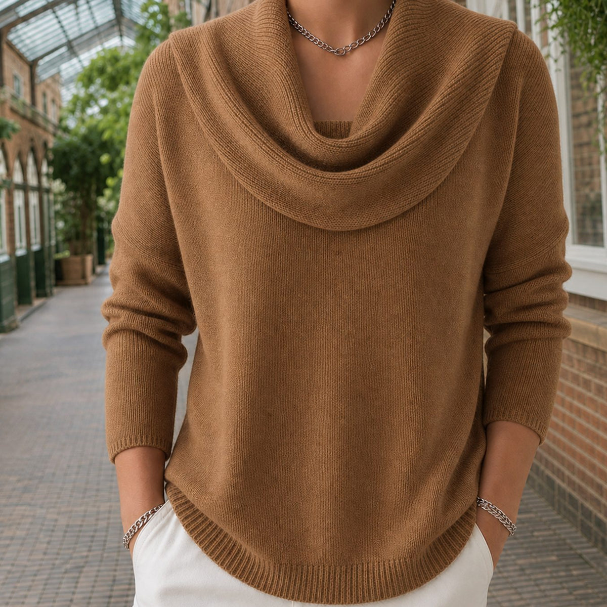 Women's Knitwear Relaxed Cowl Neck Dropped-Shoulder Jumper